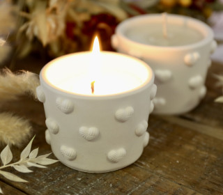 Silikon - Gießform - Herzblasen mit Strickoptik Kerzenglas - Kerzengefäß - 3,5oz - mit Manschette - offizieller Partner von Boowan Nicole - vielfältig nutzbar