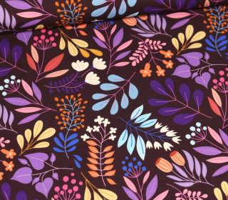 Bio-Canvas - Feste Baumwolle - Leaves - Glossy - Dunkelbraun - Hamburger Liebe