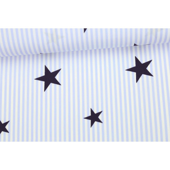 Stoff Stars and Stripes Sterne Streifen Weiß/Babyblau