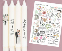 DIN A4 - Tattoofolie - Hochzeit - für Kerzen / Keramik
