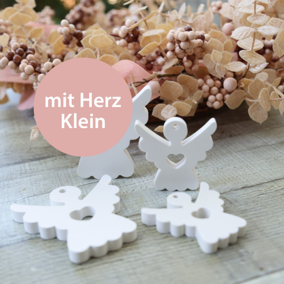 Silikon - Gießform - Engel - 2er Set - Anhänger - mit Herz - Klein - vielfältig nutzbar