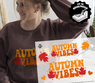 Onkel Bo's Bügelbilder - DIN A4 - Autumn Vibes - Schriftzug - Blätter - BIG