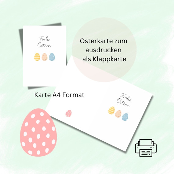 Osterkarte 4 download Ostern Karte Grußkarte A4 digitaler Sofortdownload