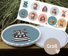 Outdoorstoff - fröhliche Tierfreunde - Inlays für Silikon - Dekoteller - Tablett - Groß - ela ideen - abby and amy