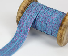 1m Faltgummi - elastisch - Glitzer - Faltband - 20mm - Blau Pink
