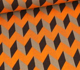 Bio-Jacquard - 3Farb Spezial Jacquard Jersey - Zig Zag - Glory - Glitzer - Orange - Hamburger Liebe