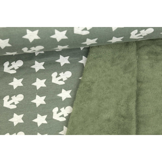 Alpenfleece - Kuschelstoff - Anker - Sterne - Olivgrün