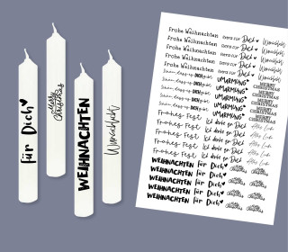 DIN A4 - Tattoofolie - Sprüche zum Verschenken - Weihnachten - für Baumkerzen