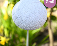 Silikon - Gießform - Dekokugel mit 3D Blütenmuster - Gartenstecker - Groß - vielfältig nutzbar