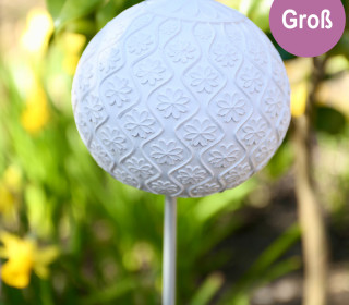 Silikon - Gießform - Dekokugel mit 3D Blütenmuster - Gartenstecker - Groß - vielfältig nutzbar