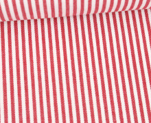 Jeans-Stoff - Schmale Streifen - Gestreift - Nicht Elastisch - Weiß/Rot
