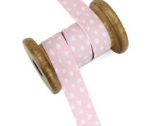 1 Meter Schrägband - Baumwolle - 20mm - Herzchen - Babyrosa