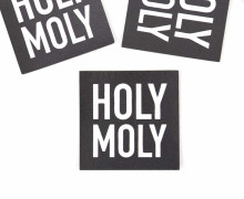 1 KUNSTLEDER LABEL - Bedruckt - Schwarz/Weiß - HOLY MOLY