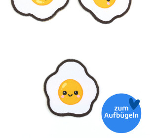 1 Label - Patch zum Aufbügeln - Spiegelei - Weiß/Gelb