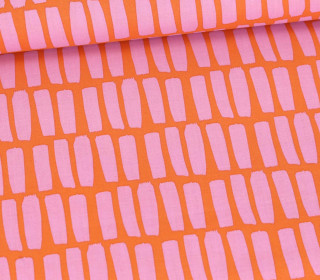 Beschichtete Baumwolle - Shapes - Stripes - Orange/Rosa
