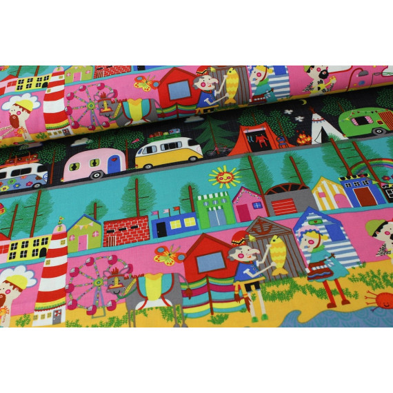 Wohnwagen Stoff Mit Camping Motiv Stoff 