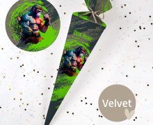 DIY-Nähset Schultüte - Boxing Gorilla - Grün - Velvet - zum selber Nähen