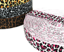1m Gummiband - elastisch - Leopard - 40mm - Wildlife - Rosa/Pink