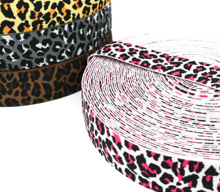 1m Gummiband - elastisch - Leopard - 40mm - Wildlife - Rosa/Pink