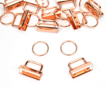 10 Schlüsselanhänger Rohlinge - 2,5cm - Schlüsselband - Rosegold