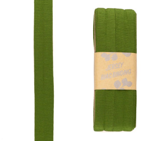3 Meter Schrägband - Viskose Jersey - Farngrün - Dehnbar - 2,0cm x 3m - Zugeschnitten