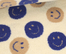 Teddystoff - Teddy Jacquard - Lachende Gesichter - Ecru