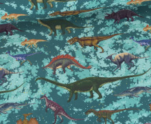 Badestoff - Bademode - Funktionsjersey - Recycelt - Dinosaurier - Petrol