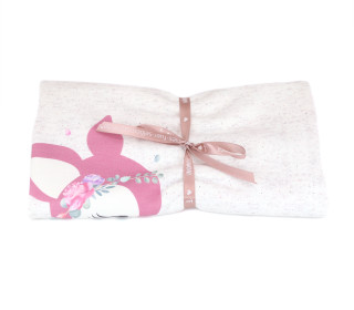 0,55m Zuschnitt -  Sommersweat -  Vintage BlumenKitz - Paneel - Offwhite Meliert - Bio Qualität - NIKIKO