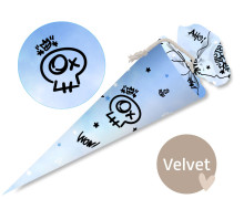 DIY-Nähset Schultüte - GESCHWISTERTÜTE - UrbanArt - Skull - Blau - Velvet - abby and amy