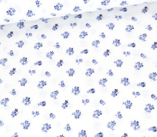 Musselin - Muslin - Double Gauze - Dobby - Bedruckt - Kleine Blüten - Weiß