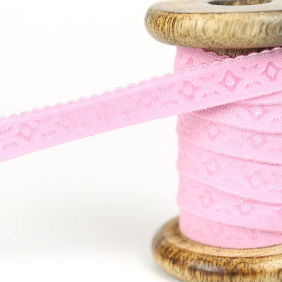 1m elastisches Schrägband  - Jacquard - 12mm - Rosa