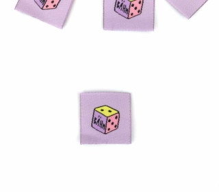 1 Label - Würfel - Altflieder - Katzengold Design