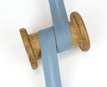 3 Meter Schrägband - Baumwolle - Graublau - Uni - 2cm x 3m - Zugeschnitten