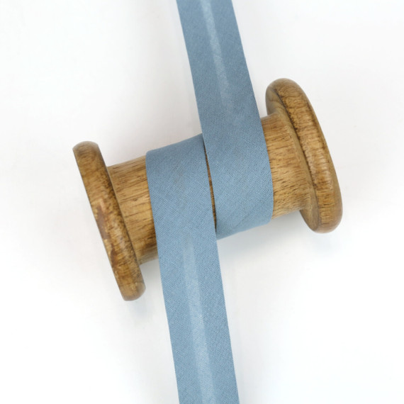 3 Meter Schrägband - Baumwolle - Graublau - Uni - 2cm x 3m - Zugeschnitten