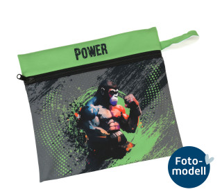 FOTOMODELL - 1 Wetbag fertig genäht - Softshell - Boxing Gorilla - Grün & Colorful Parrot