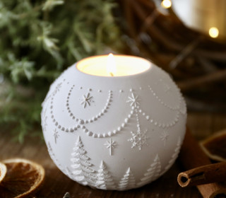 Silikon - Gießform - Tannenbäume und Perlengirlanden - Dekokugel - für Teelichter - Weihnachtensdeko - vielfältig nutzbar