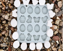 Silikon - Gießform - Matte - Ostern - für 16 Figuren - vielfältig nutzbar