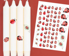 DIN A4 - Kerzen-Tattoofolie - Marienkäfer - für Kerzen / Keramik