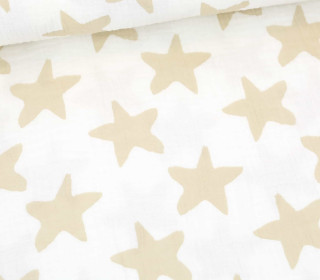 Musselin - Muslin - Double Gauze - Sterne - Schnuffeltuch - Windeltuch - Weiß/Sand