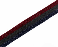 1 Meter Zierband - Dekoband - Glitzer - 30mm - Streifen - Bi-Elastisch - Bordeaux/Schwarzgrau/Schwarzblau