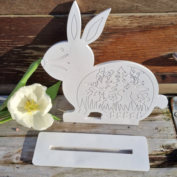 Silikon - Gießform - Osterhase - mit Muster & Standfuß - 2 Formen - vielfältig nutzbar