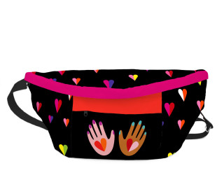 DIY-Nähset - BIG HipBag - Bauchtasche - Wild Hearts Black - Hamburger Liebe - Outdoorstoff - abby and amy