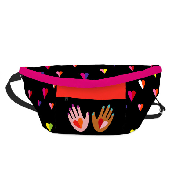 DIY-Nähset - BIG HipBag - Bauchtasche - Wild Hearts Black - Hamburger Liebe - Outdoorstoff - abby and amy
