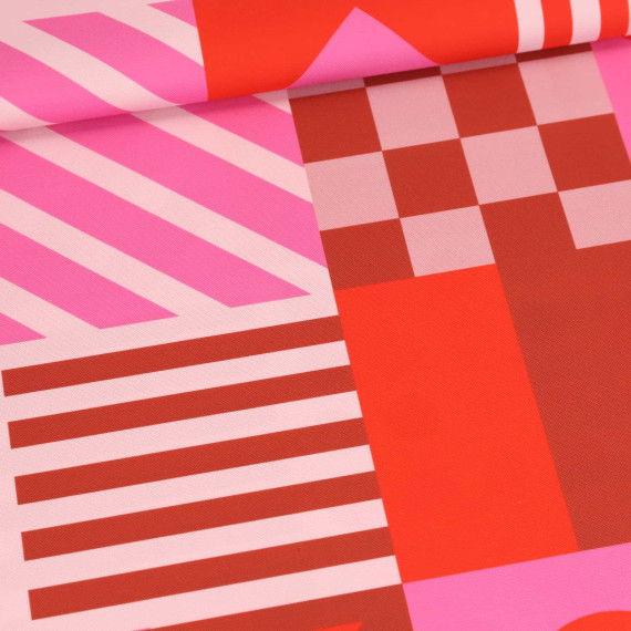 Outdoorstoff - Formenmix - Pink/Rot/Blassrosa - abby and amy