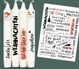 DIN A4 - Tattoofolie - Weihnachtszeit - für Kerzen / Keramik - Weihnachten