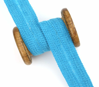 1 Meter Einfassband - Wolltresse - Falztresse - 30mm - Uni - Cyanblau