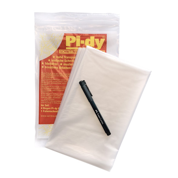Pi-dy Schnittmuster Kopierset - 4 Bogen Folie (4,8qm) - 1 Folienschreiber - 1x1,5m - Transparent