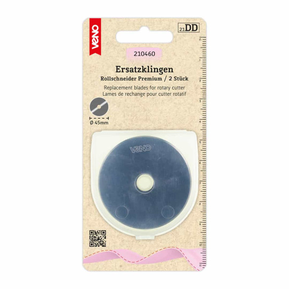2 Ersatzklingen - für Rollschneider Premium - 45mm - veno