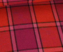Leichter Mantelstoff - Kariert - Rot/Fuchsia