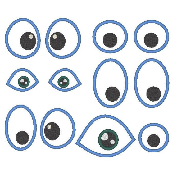 Augen Stoffapplikation für Kuscheltiere Kissen Bettschlagen Stickdatei